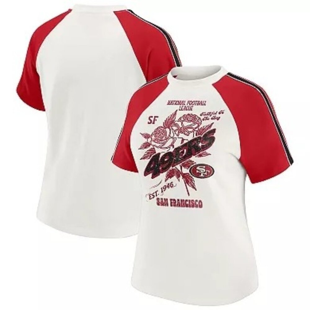 San Francisco 49ers Women's WEAR By Erin Andrews Off White T-Shirt Size XL